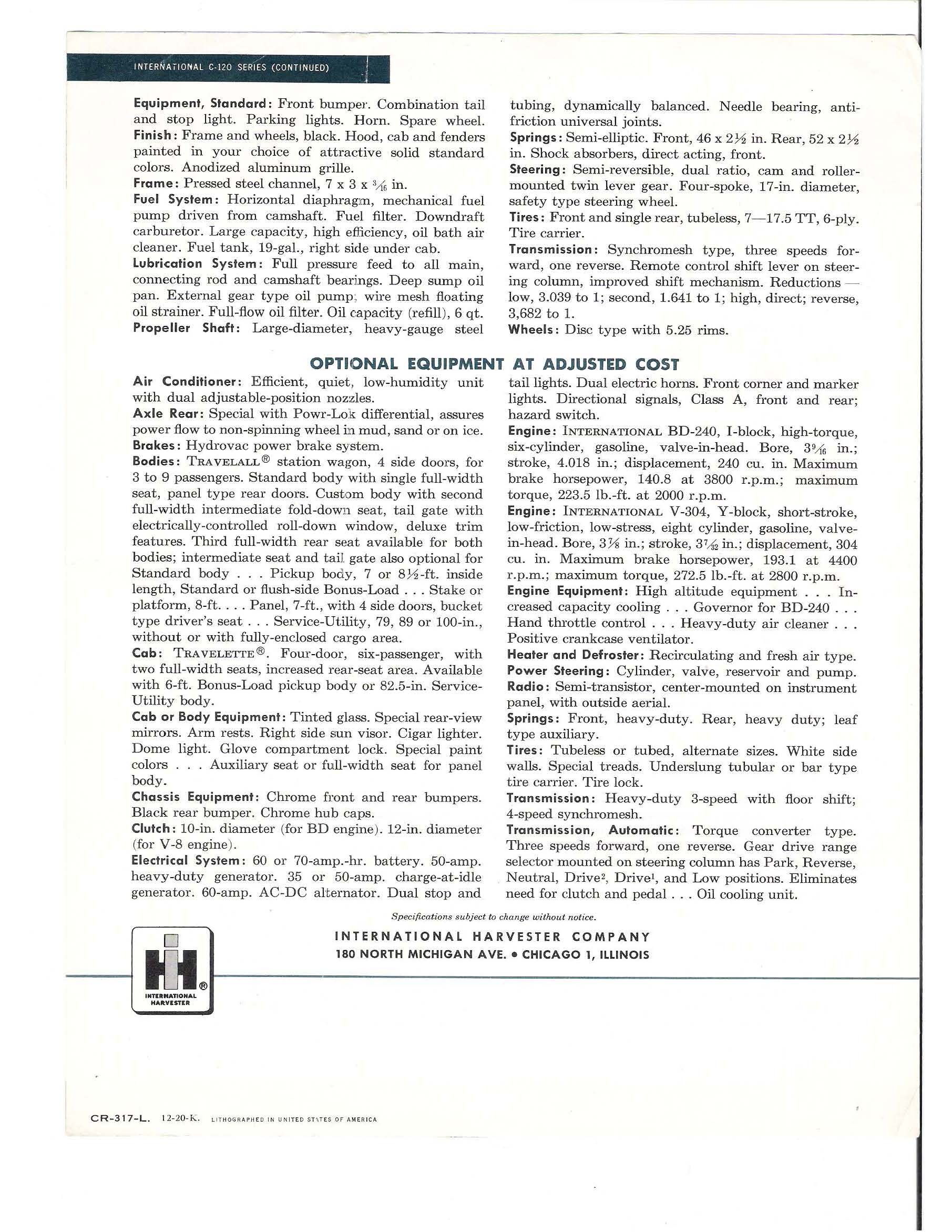 1961 International C-120 Series Folder Page 1